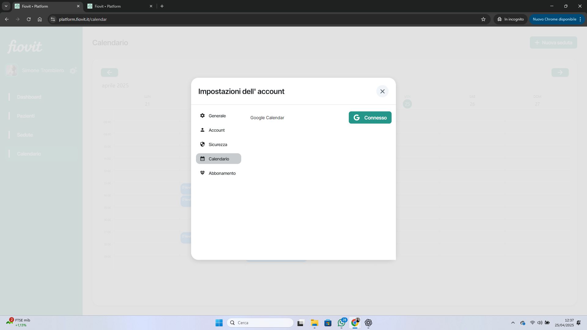 Sincronizzazione con Google